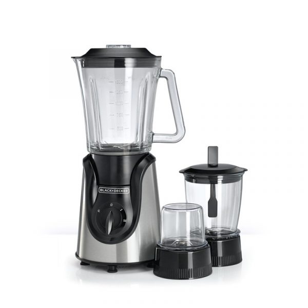 BLACK+DECKER Glass Blender – 1L Capacity – 3 Speed Controls – silver