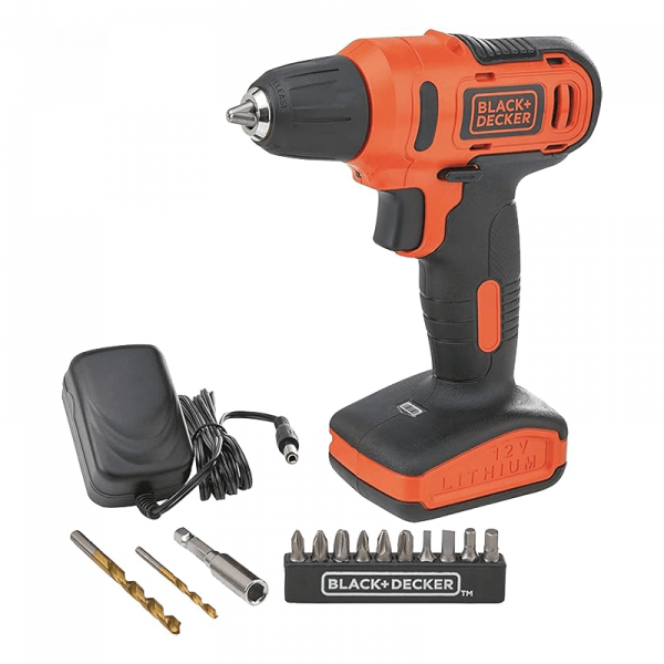 BLACK+DECKER Drill Driver Cordless- 12 V – 900 RPM – Orange/Black