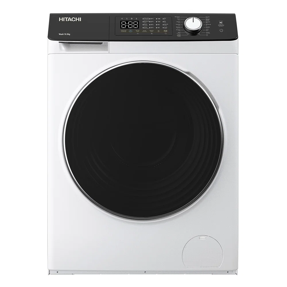 Hitachi - Automatic Front-Load Washing Machine, 10.5 kg, 1400 RPM, Steam Function, White