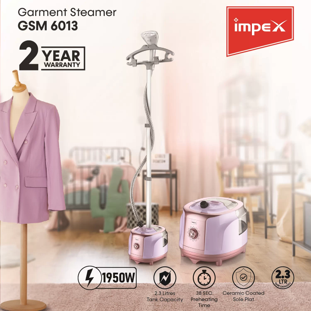 Impex Vertical Steam Iron with Brush and Glove, 2.3 Liters, 1950 Watts